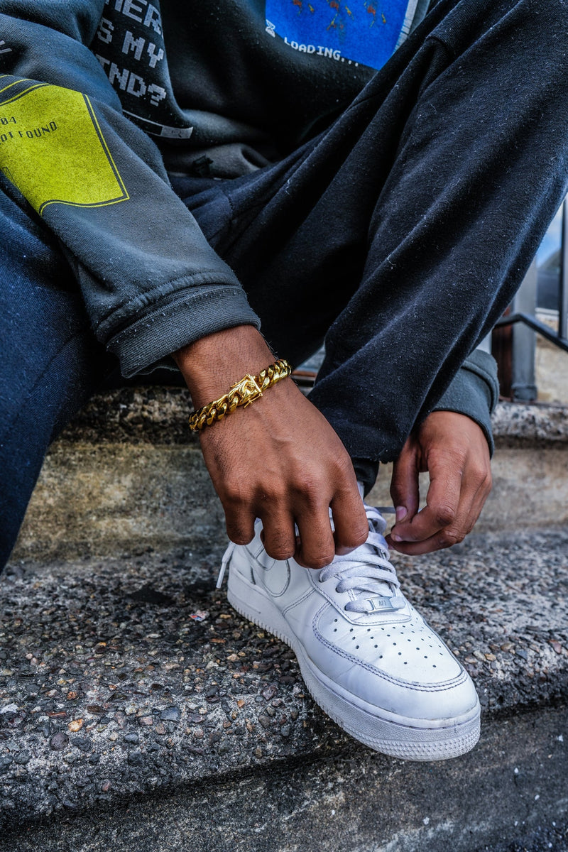 Studded Prong Set Cuban Link Bracelet - Silver – THE SNEAKER STUDIO